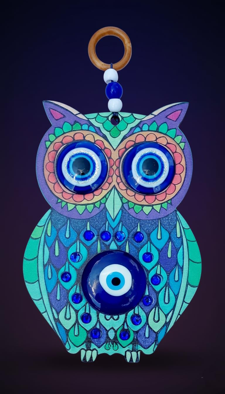 ARTISKRITI Evil Eye Hanging Owl Nazar Battu for Home Entrance Door Decoration, Big Size, Housewarming Gifts - Image 2