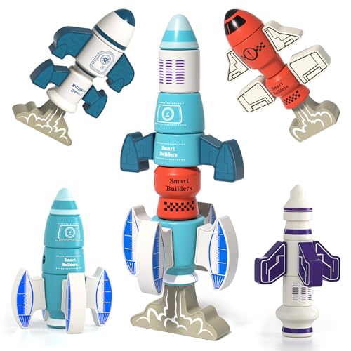 BLmukce DIY Magnetic Robot Building Toy for Kids 35 33 PCS STEM Stacking Playset with Storage Box Rocket Robot Creative Kit Toddler Magnet Toys Gift for Years Old Boys Girls Christmas Birthday - Image 1
