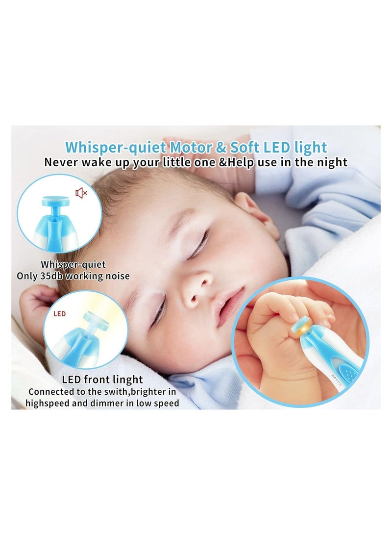 Baby Nail Trimmer Electric No Sharp Claws Hurt, Baby Nail File Kit Manicure Set,6 in 1 Safety Cutter Trimmer Clipper for Toes and Fingers Blue - Image 4