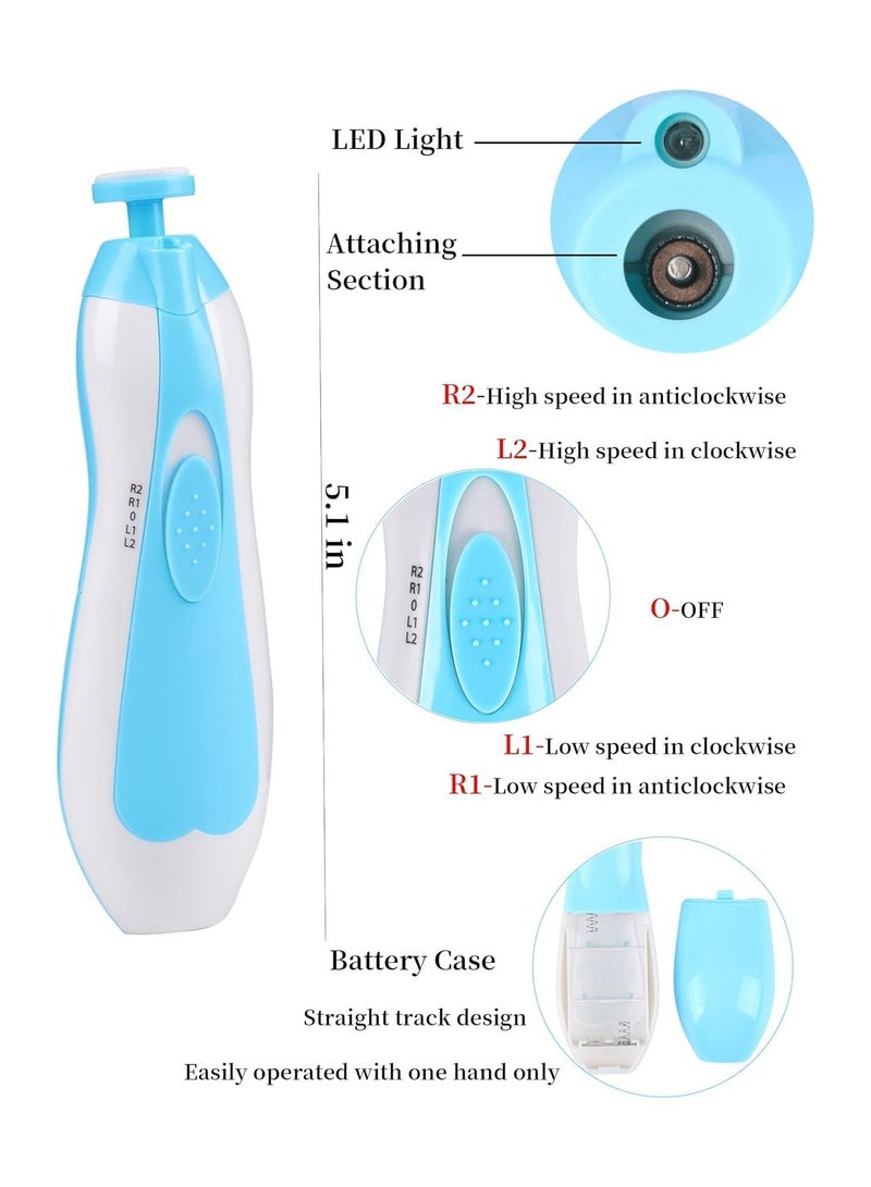 Baby Nail Trimmer Electric No Sharp Claws Hurt, Baby Nail File Kit Manicure Set,6 in 1 Safety Cutter Trimmer Clipper for Toes and Fingers Blue - Image 3