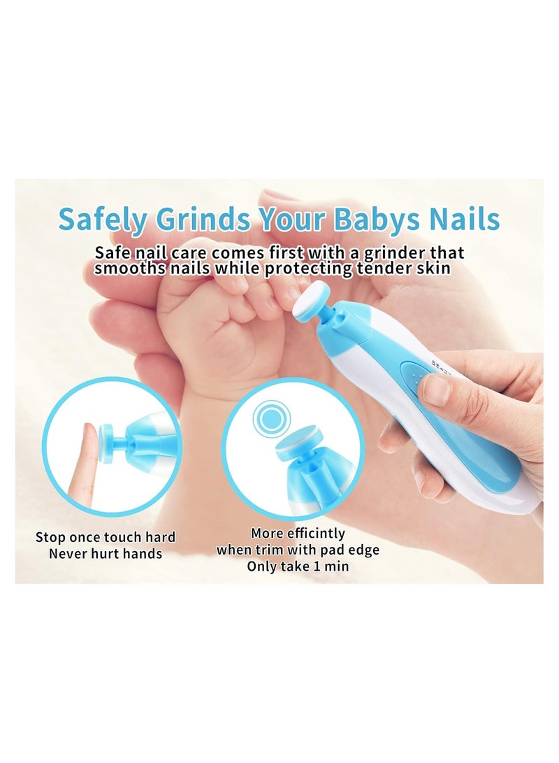 Baby Nail Trimmer Electric No Sharp Claws Hurt, Baby Nail File Kit Manicure Set,6 in 1 Safety Cutter Trimmer Clipper for Toes and Fingers Blue - Image 5