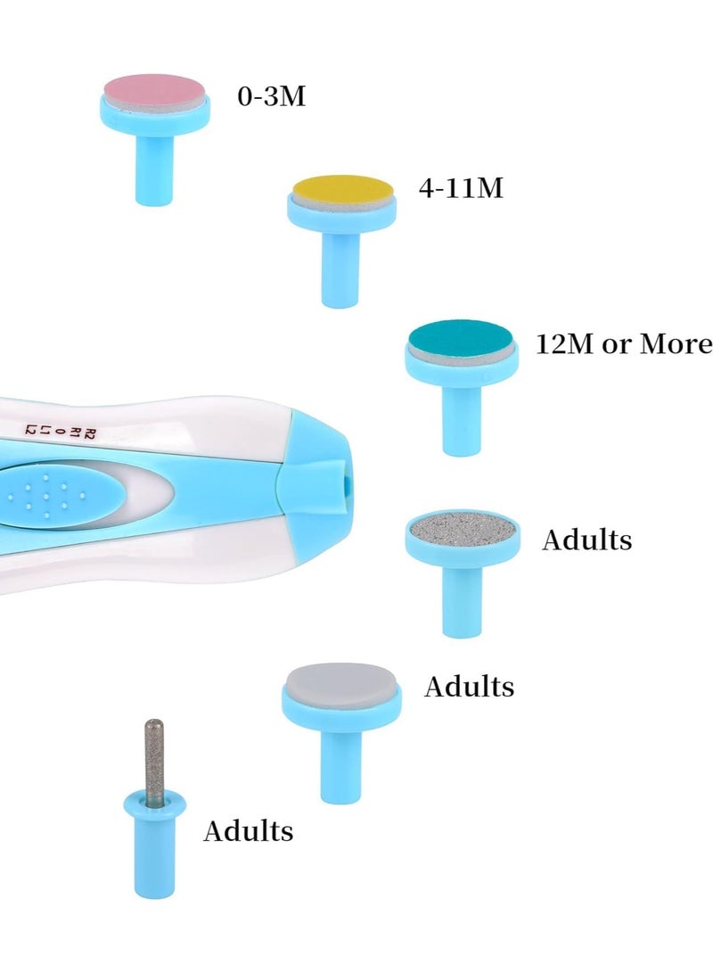 Baby Nail Trimmer Electric No Sharp Claws Hurt, Baby Nail File Kit Manicure Set,6 in 1 Safety Cutter Trimmer Clipper for Toes and Fingers Blue - Image 2