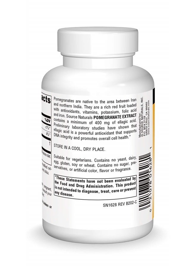 Source Naturals مستخلص الرمان 500 ملغ فاكهة كاملة حمض الإيلاجيك مضاد أكسدة وألياف مضافة - 120 قرص - Image 3