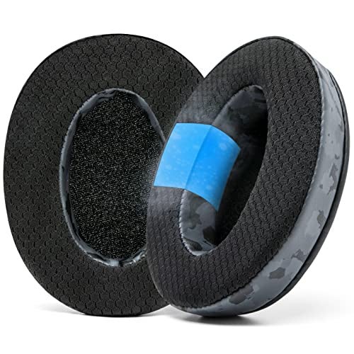 WC Freeze Hybrid Fabric Cooling Gel Replacement Earpads - Compatible with HyperX Cloud, Steelseries Arctis, ATH M50X, Turtle Beach Stealth & More - Comfortable & Cooler for Longer | (Black Camo) - Image 1
