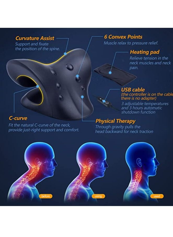 Cool Baby COOLBABY Neck Stretcher. Cervical Traction Device. Neck Hunchback Corrector With Graphene Heating. Relaxation. For Neck Pain Relief And Muscle Relaxation (Black) - Image 2