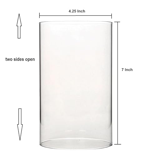 Hosley Set of 2 Clear Glass Hurricane Candle Holder Sleeves 7" High, Cylinder Candleholder, Chimney Tube, Open Ended Candle Shade for Wedding Party Decoration. - Image 5