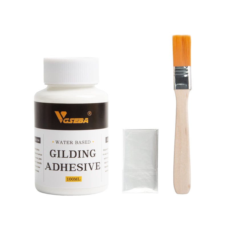 Gold Leaf AdhesiveGilding AdhesiveGold Leaf Glue for Craft Arts Wood Use 100ml Brush Gloves