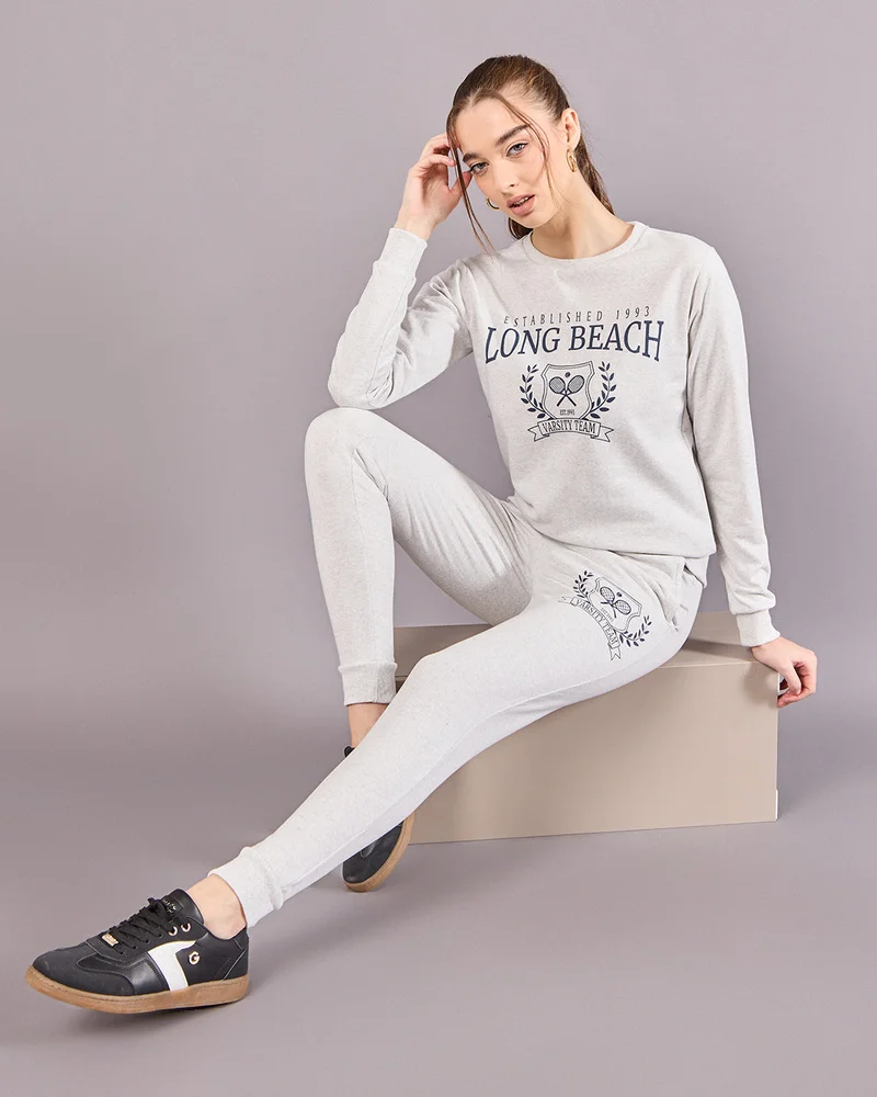 Redtag Women Grey Printed Sweatshirt