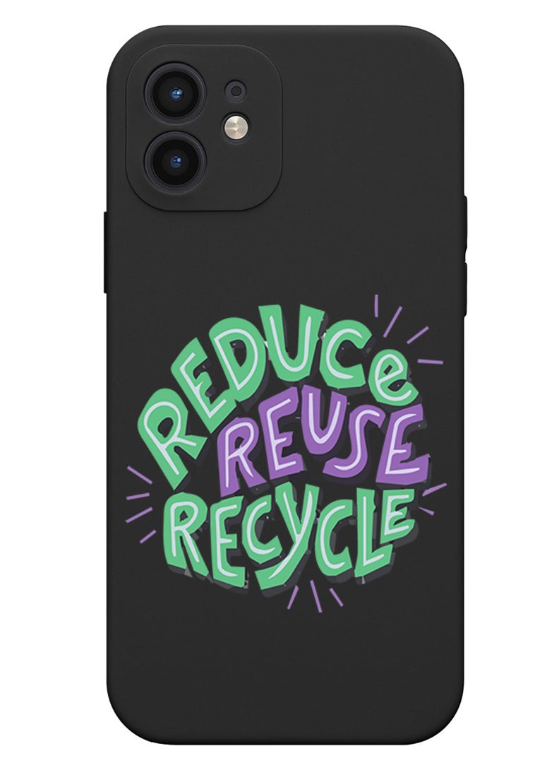 Theodor Protective Slim Fit Case Liquid Silicone Cover with Full Body Protection Anti-Scratch Shockproof Case For iPhone 12 Black  - Rock copy - Image 1