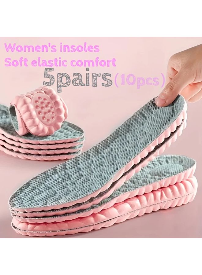 5 Pairs Pink Sports Sponge Insoles 37 38 Super Soft Comfort Women - Image 1