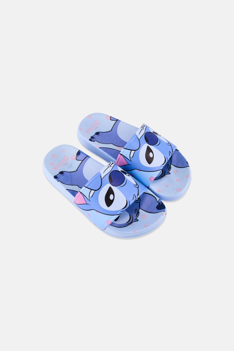 Disney Kids Boy Stitch Slip On Slides, Light Blue - Image 4