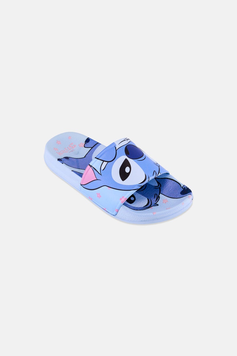 Disney Kids Boy Stitch Slip On Slides, Light Blue - Image 1