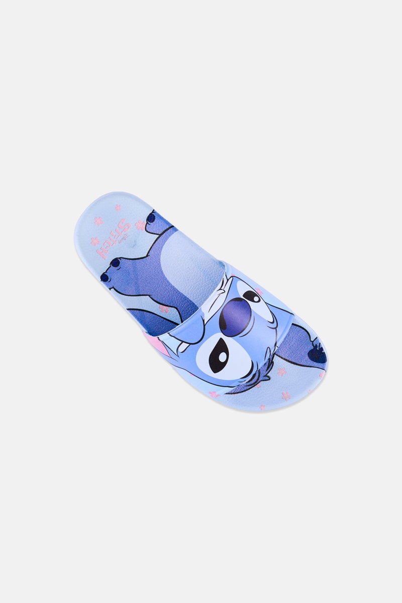 Disney Kids Boy Stitch Slip On Slides, Light Blue - Image 3