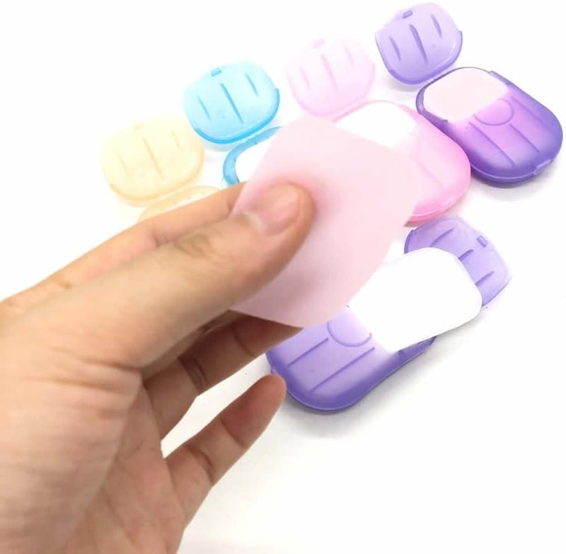 esowemsn 6 Packs Portable Disposable Travel Hiking Washing Hand Bath Toiletry Paper Soap Sheets(Random Color) - Image 2