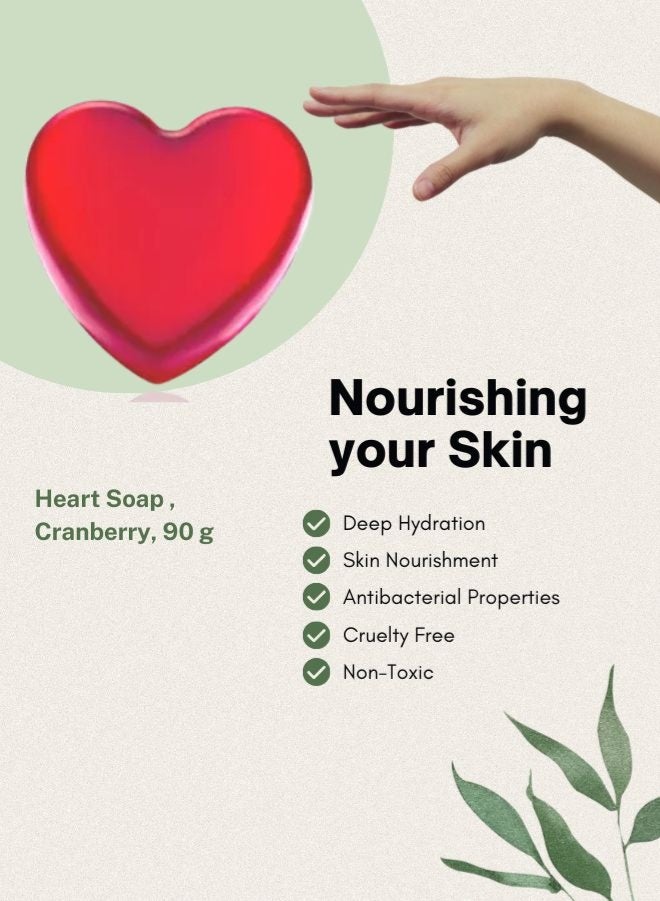 Soap&Friends Set of 4 Heart Soap - Cranberry Scent, 90 g | Romantic Heart-Shaped Gift for Valentine’s Day, Anniversaries & Birthdays - Image 4