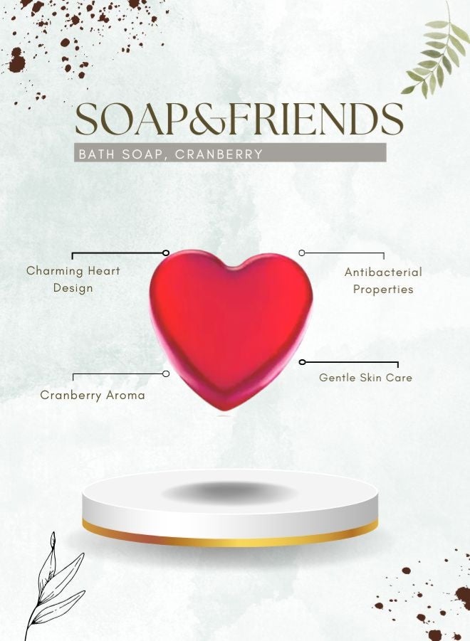 Soap&Friends Set of 4 Heart Soap - Cranberry Scent, 90 g | Romantic Heart-Shaped Gift for Valentine’s Day, Anniversaries & Birthdays - Image 2