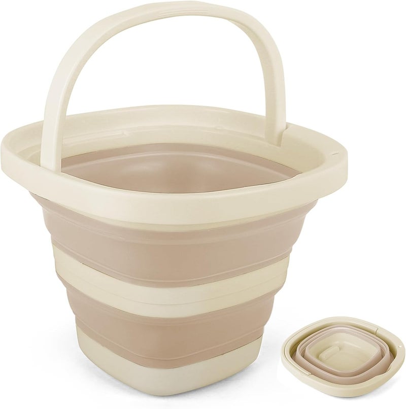BIDFUL 5L Collapsible Bucket with Handle, Mop Bucket for Wash Basin Dog Water Car Washing Window Cleaning, Foldable Plastic Tub Waterpot for Outdoor Beaching Fishing Gardening Camping Essentials - Image 1