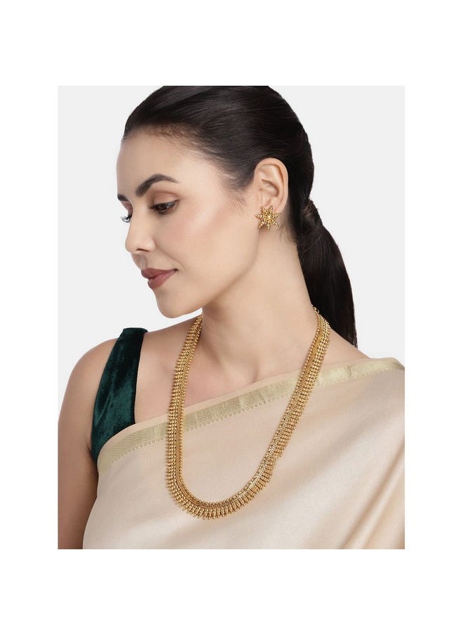 I Jewels I Jewels 18K Gold Plated Traditional Stylish Golden Leaf work Necklace With Earrings For Women & Girls (MC043)  - Image 2