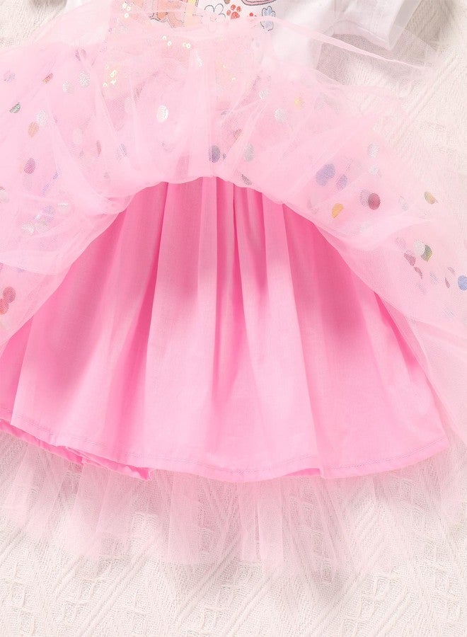 ODOLDI Toddler Baby Girl Birthday Party Dress Dog Ears Hair Clips Outfit Sparkle Sequin Dress Cake Smash Pink 2-3 Years - Image 4