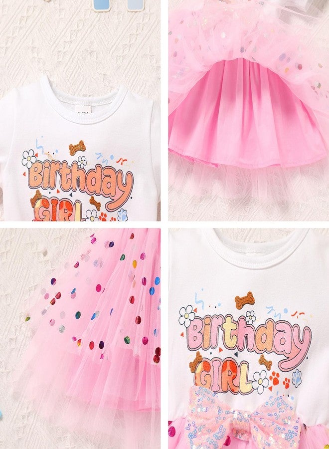 ODOLDI Toddler Baby Girl Birthday Party Dress Dog Ears Hair Clips Outfit Sparkle Sequin Dress Cake Smash Pink 2-3 Years - Image 5