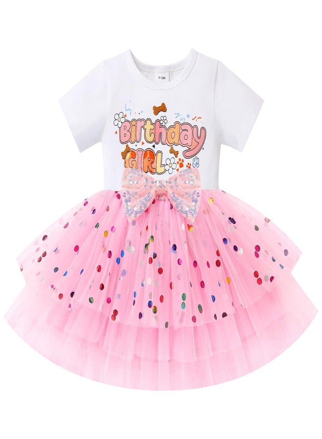 ODOLDI Toddler Baby Girl Birthday Party Dress Dog Ears Hair Clips Outfit Sparkle Sequin Dress Cake Smash Pink 2-3 Years - Image 1