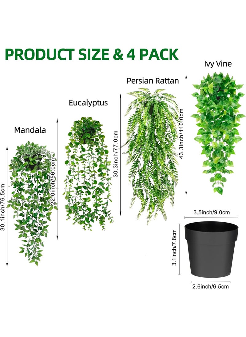 Arabest 4 Sets Artificial Plants, Hanging Artificial Plants, Artificial Trees, Small Artificial Trees, Decorative Trees, Plant, with 9 cm Pot  - Image 2