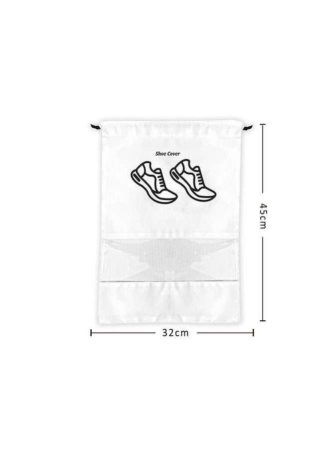 Xtore Portable Drawstring Shoe Cover with Transparent Window (Pack of 4, White) - Image 4
