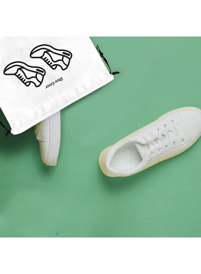 Xtore Portable Drawstring Shoe Cover with Transparent Window (Pack of 4, White) - Image 2