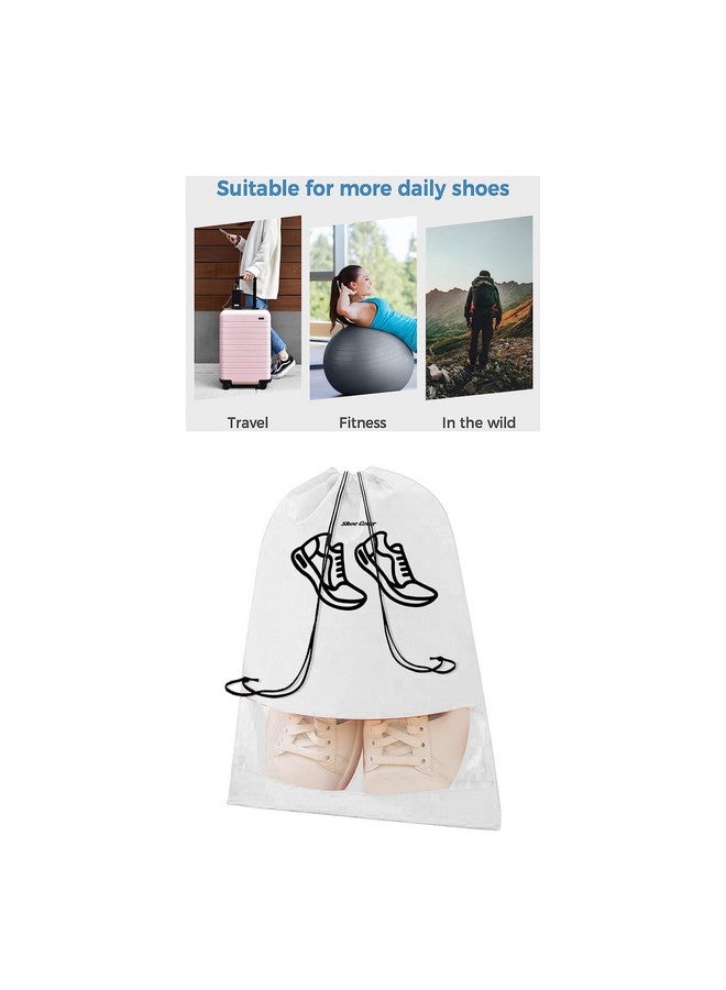 Xtore Portable Drawstring Shoe Cover with Transparent Window (Pack of 4, White) - Image 5