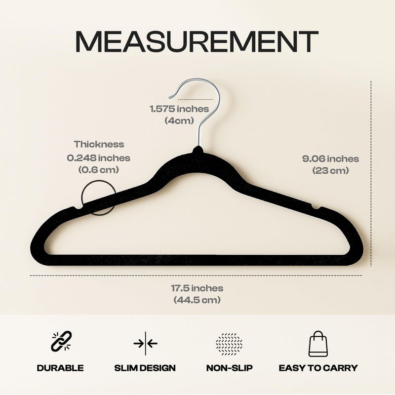 Utopia Home Velvet Hangers 50 Pack â€“ Luxury Non-Slip Slim Pant & Coat Hangers, Strong Space-Saving Clothes Hangers with Pants Bar and 360Â° Swivel Hook â€“ Black - Image 3