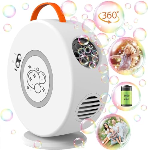 Weilim Bubble Machine Automatic Bubble Blower for Kids Toddlers Bubble Maker Electric Bubble Machine Auto Rotating 90360 Outdoor Toy White - Image 1