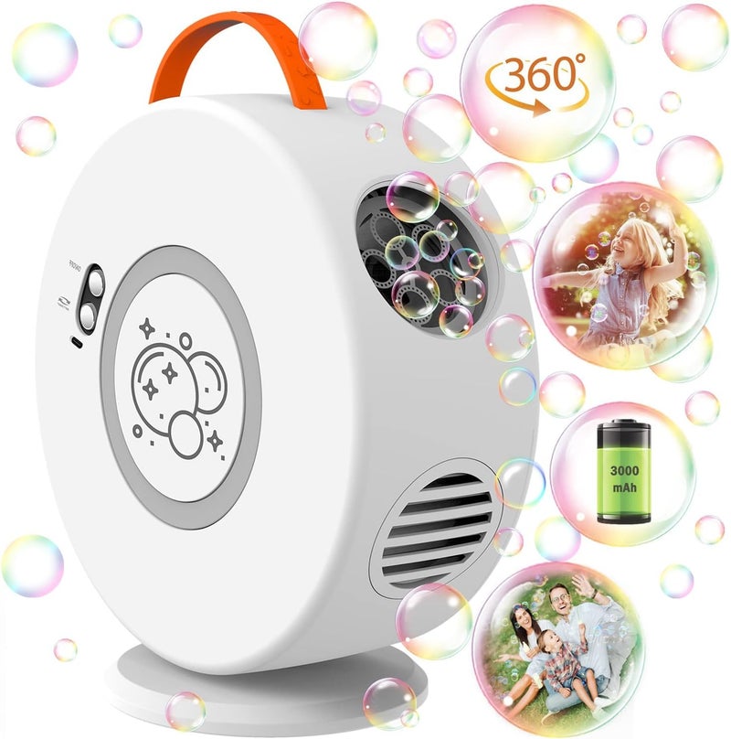 Weilim Bubble Machine Automatic Bubble Blower for Kids Toddlers Bubble Maker Electric Bubble Machine Auto Rotating 90360 Outdoor Toy White - Image 2