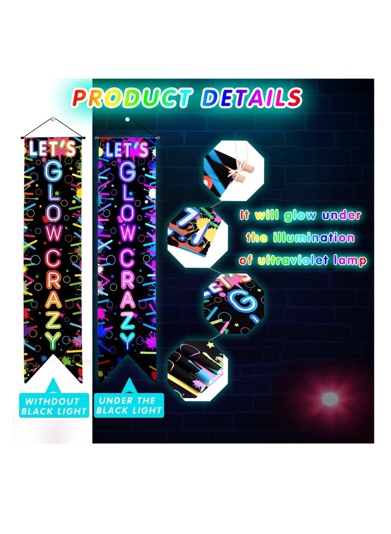 SYOSI Glow in The Dark Party Decorations, Neon Happy Birthday Sign, Door Banner Glowing Party Supplies, Blacklight Photography Backdrop Decor, for Neon Themed Birthday Party Favors - Image 3
