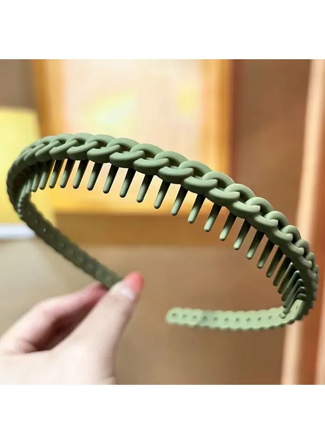 عصابات رأس بأسنان غير قابلة للانزلاق للنساء من نوع Vintage، 5 قطع بألوان عشوائية، أطواق شعر - Image 3