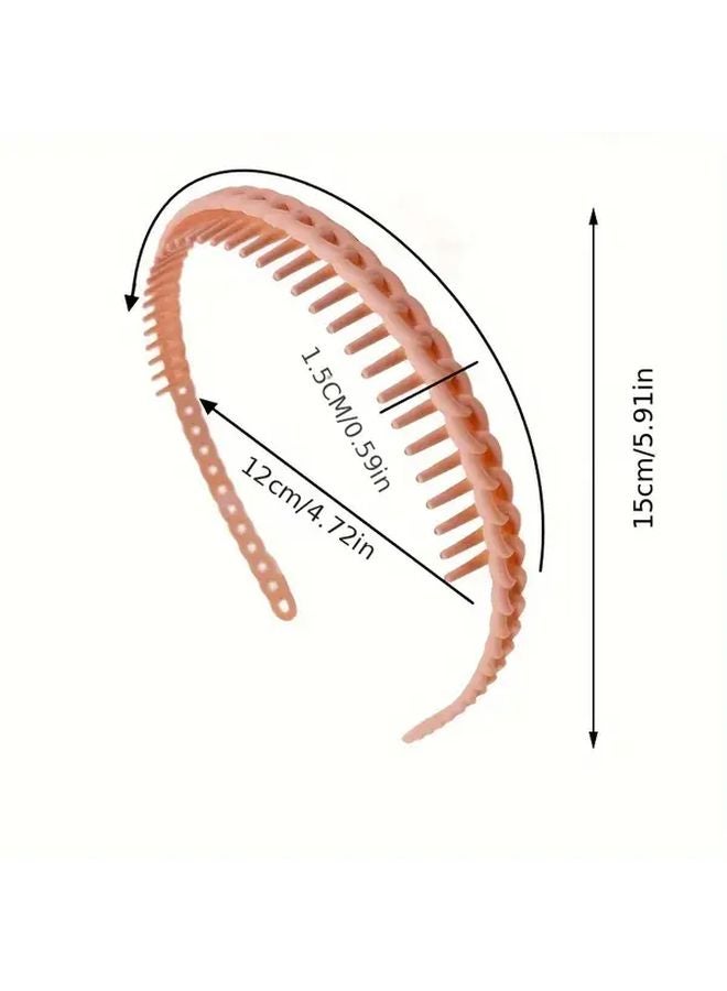عصابات رأس بأسنان غير قابلة للانزلاق للنساء من نوع Vintage، 5 قطع بألوان عشوائية، أطواق شعر - Image 5