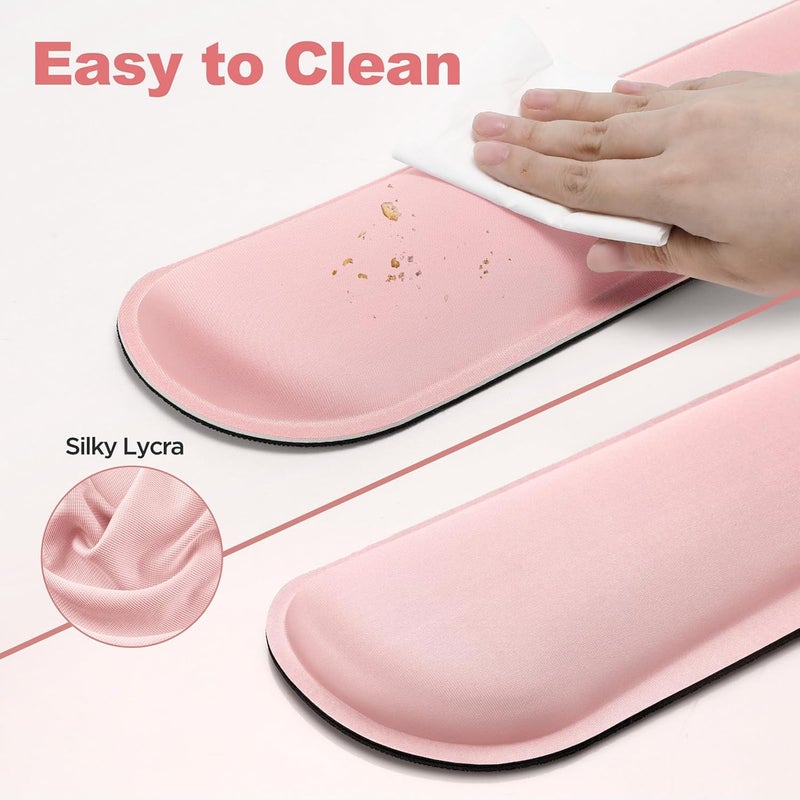 Gimars Upgrade Cleanable PU Leather Keyboard Wrist Pillow Rest Pad, Enlarge Mouse Wrist Cushion Support for Office, Computer, Laptop, Mac, Durable, Comfortable, Pain Relief, Pink - Image 4