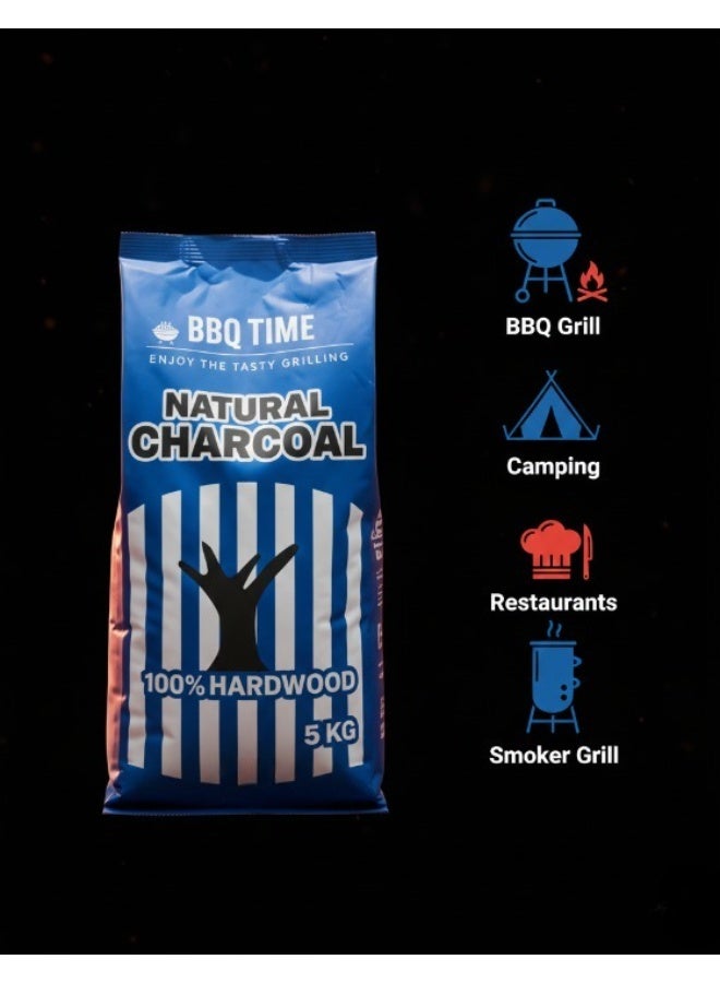 BBQ Time Natural Charcoal 5kg 100% Hardwood Charcoal for BBQ Grilling Outdoor Cooking Barbecue Charcoal Low Smoke Long Burning - Image 5