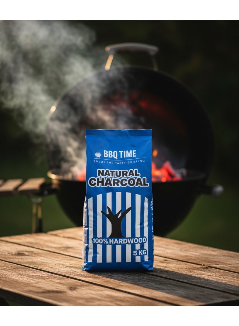 BBQ Time Natural Charcoal 5kg 100% Hardwood Charcoal for BBQ Grilling Outdoor Cooking Barbecue Charcoal Low Smoke Long Burning - Image 3