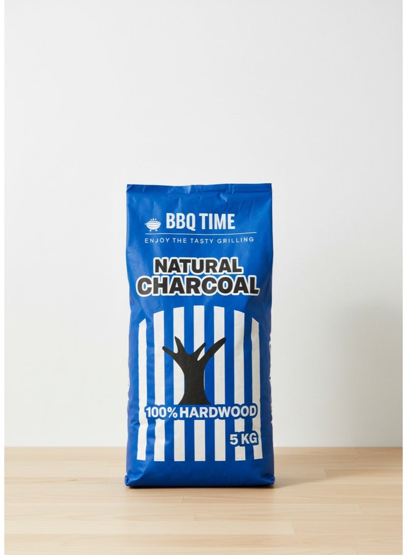 BBQ Time Natural Charcoal 5kg 100% Hardwood Charcoal for BBQ Grilling Outdoor Cooking Barbecue Charcoal Low Smoke Long Burning - Image 1