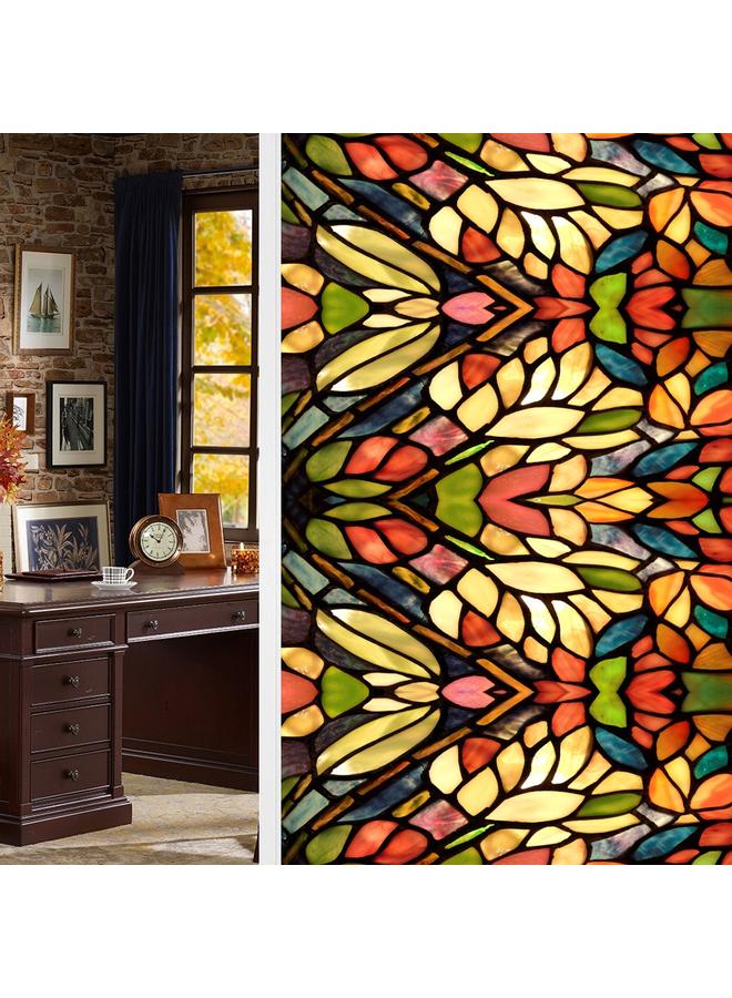 الأزرق جي دبليو BL112 -170 زهرة البحر ملصق زجاج إلكتروستاتيكي PVC ملصق نافذة خالي من الغراء ملصق زجاج نافذة ديكور المنزل - Image 1