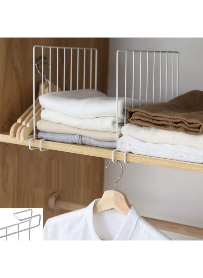 Inditradition Inditradition Wardrobe Shelf Divider for Books, Cloth Organizer | Wardrobe Closet Shelf Separator | For 10-20 mm Thick Shelf (12.2 x 9.5 Inches, Metal, White) - Pack of 4  - Image 2