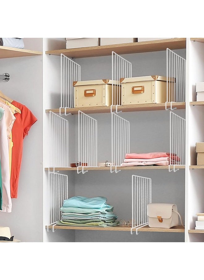 Inditradition Inditradition Wardrobe Shelf Divider for Books, Cloth Organizer | Wardrobe Closet Shelf Separator | For 10-20 mm Thick Shelf (12.2 x 9.5 Inches, Metal, White) - Pack of 4  - Image 1
