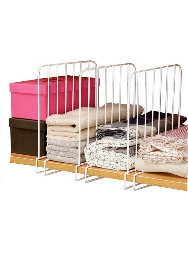 Inditradition Inditradition Wardrobe Shelf Divider for Books, Cloth Organizer | Wardrobe Closet Shelf Separator | For 10-20 mm Thick Shelf (12.2 x 9.5 Inches, Metal, White) - Pack of 4  - Image 3