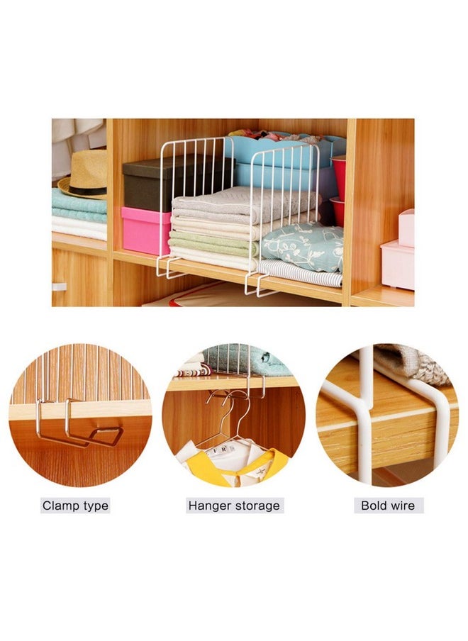 Inditradition Inditradition Wardrobe Shelf Divider for Books, Cloth Organizer | Wardrobe Closet Shelf Separator | For 10-20 mm Thick Shelf (12.2 x 9.5 Inches, Metal, White) - Pack of 4  - Image 4