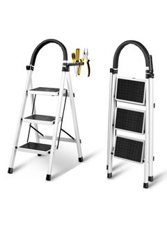 DubaiGallery Foldable Ladder 3 Steps, Home Ladder Folding Step Stool with Wide Anti-Slip Pedal, Adults Folding Sturdy Steel Ladder for Home,Kitchen, Garden, Office  - Image 2