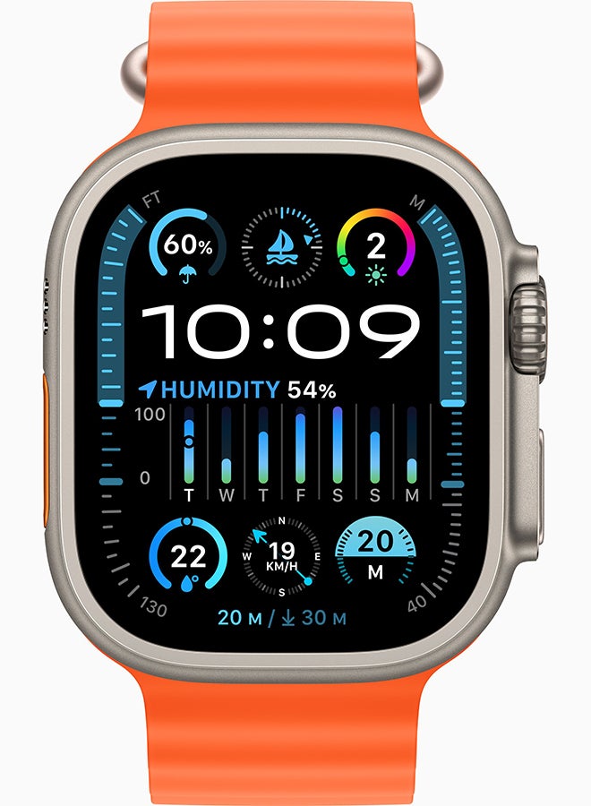 ابل  ساعة Ultra 2 GPS + Cellular، هيكل من التيتانيوم مقاس 49 ملم مع حزام Orange Ocean - Image 2