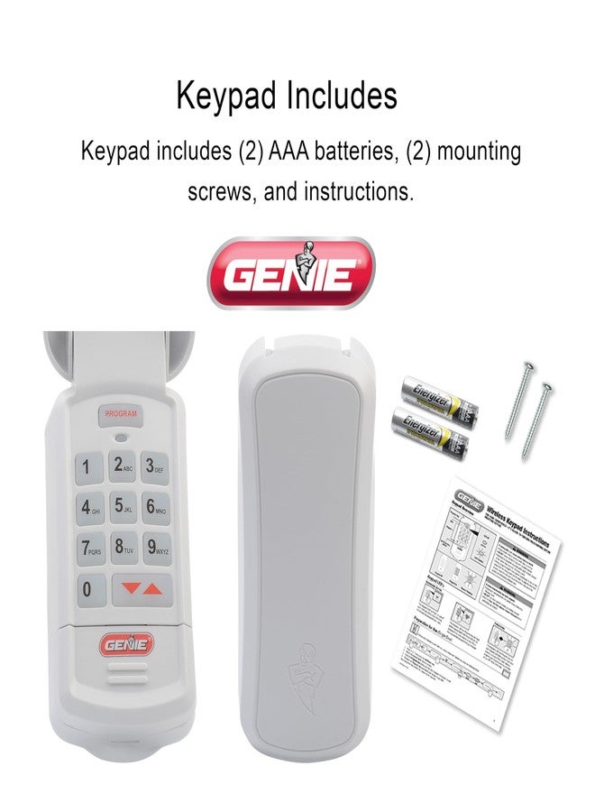 Genie جهاز فتح باب المرآب جيني بدون مفتاح مع لوحة مفاتيح لاسلكية - وصول آمن ومضمون - متوافق مع جميع أجهزة فتح أبواب المرآب جيني إنتيلي كود - دخول سهل إلى المرآب برقم سري - الطراز GK-R، أبيض - Image 2