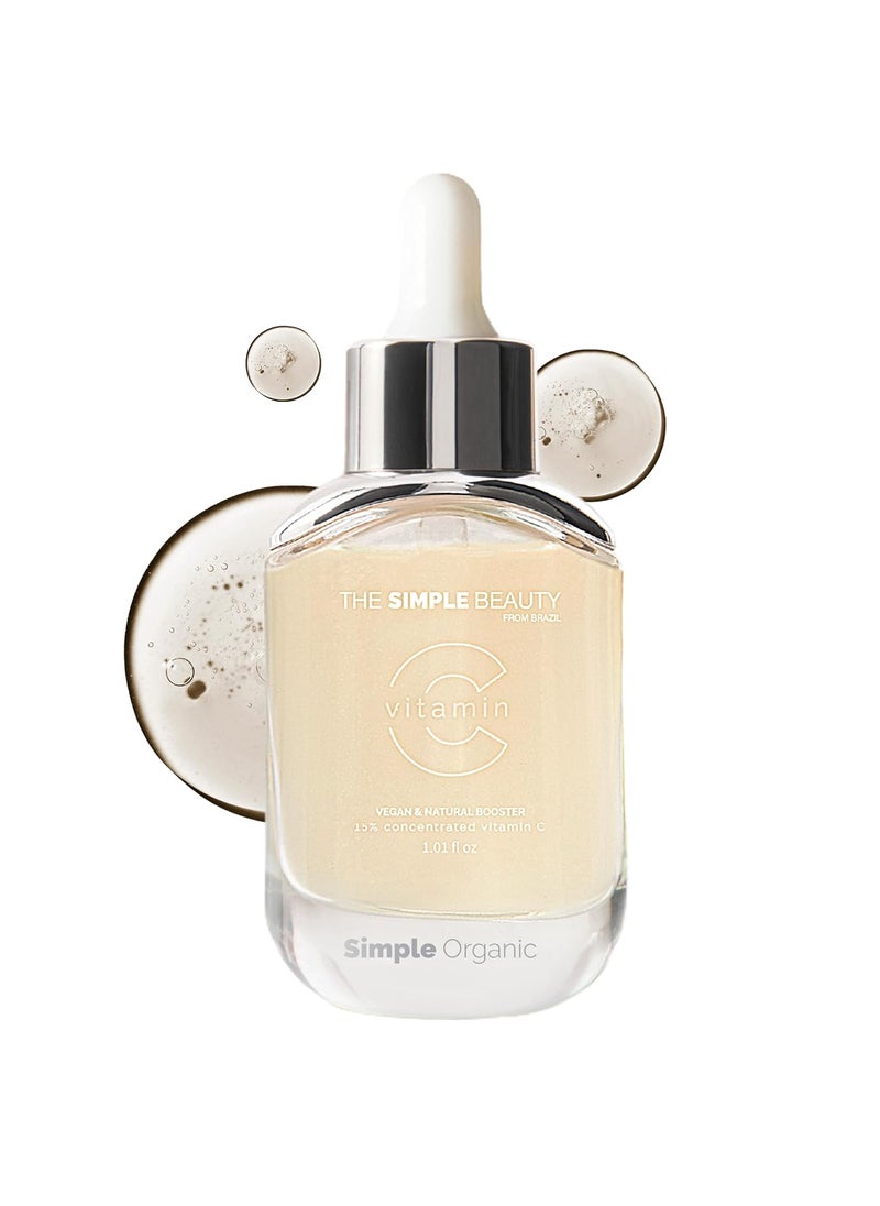 Simple Organic SIMPLE ORGANIC - Vitamin C Serum - Luminous Skin, Boosts Collagen Production, Reduces Pores and Expression Lines, Protects Against UV Rays, Skincare Routine, Day & Night Serum 