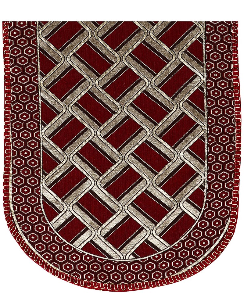 MEBELS JOY Cotton Abstract Sofa Cover Maroon Set of 5 Seater for Living Room Pack of 10 Pieces 1 Sofa Seat Cover 1 Sofa Back Cover 2 Chair Seat and Back Cover - Image 4