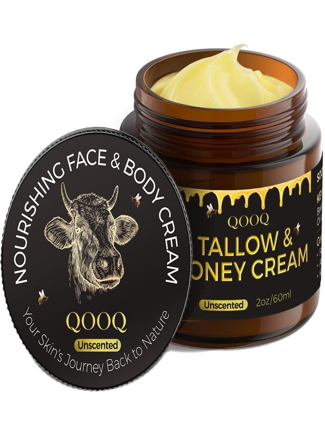 QOOQ Grass-Fed Beef Tallow for Skin & Face Cream - Unscented Moisturizer with Raw Honey, Shea Butter - Repairs & Protects Dry, Sensitive Skin, 2 Oz - Image 1